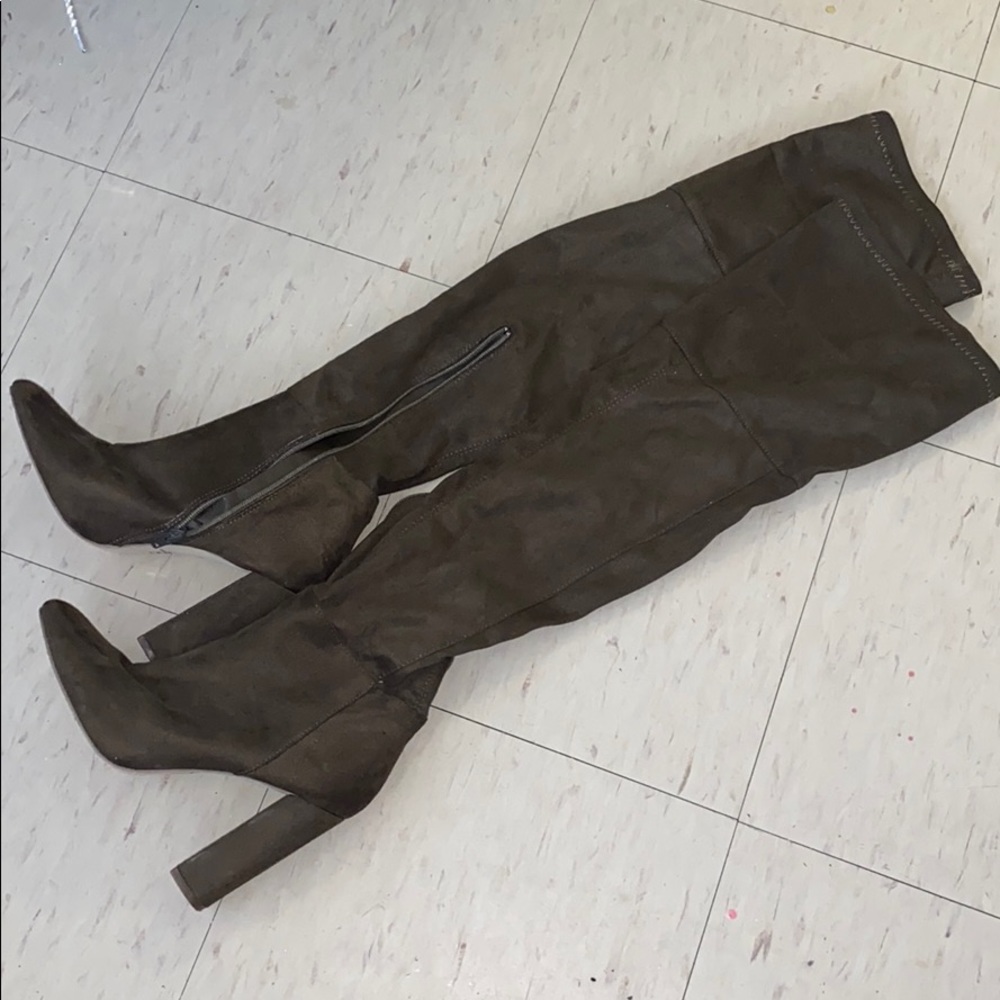 Olive Green thigh high boots
